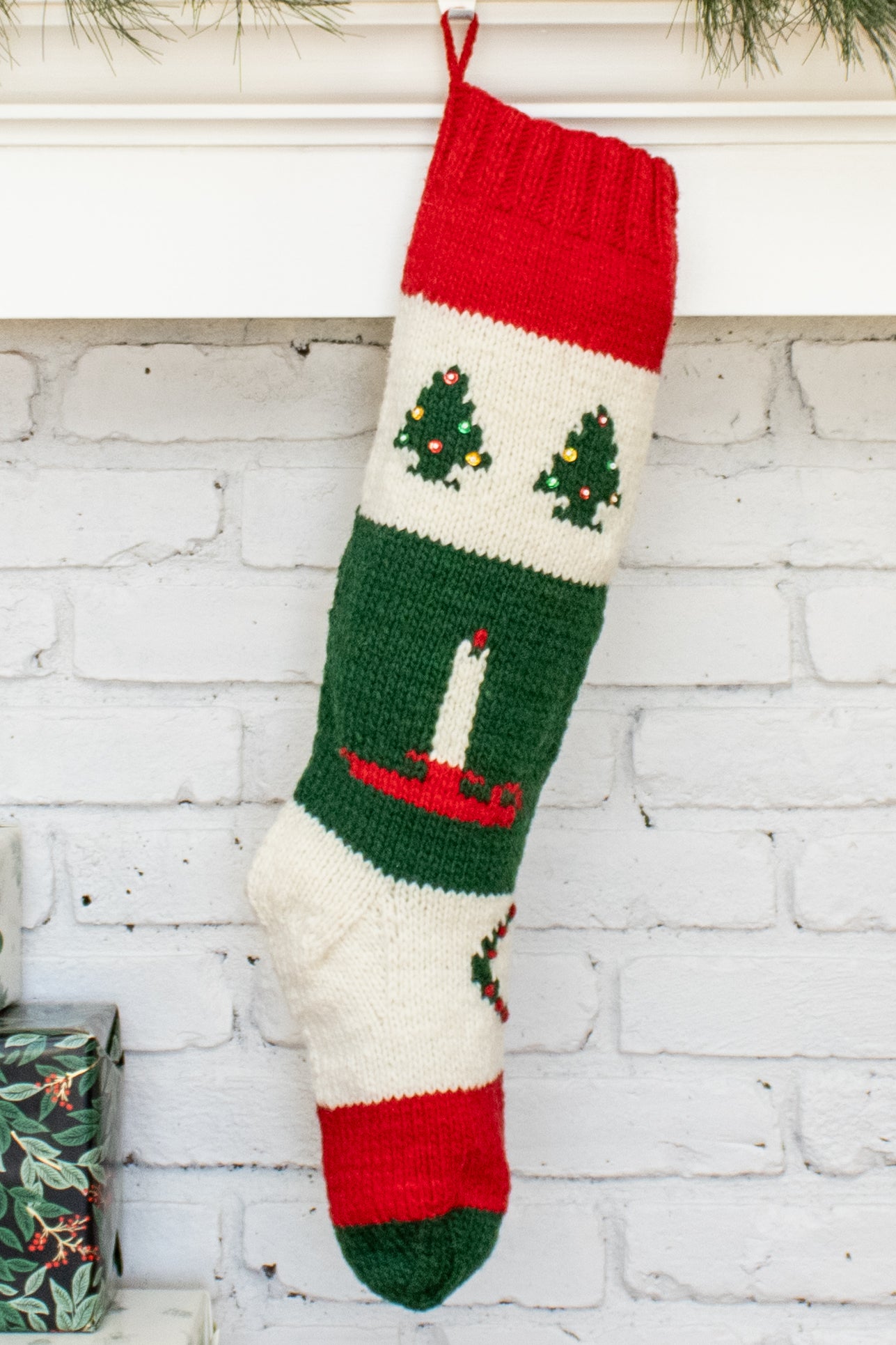 Bernat Hand Knit Personalized Christmas Tree Stocking