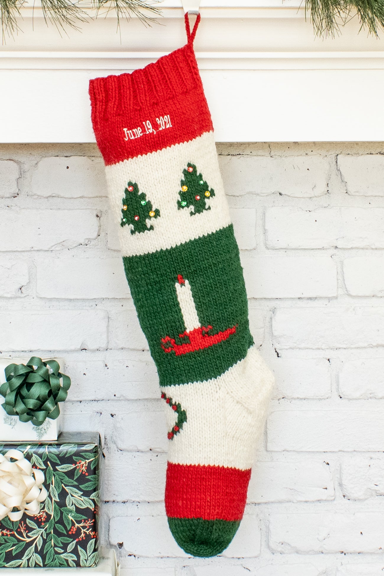 Bernat Hand Knit Personalized Christmas Tree Stocking