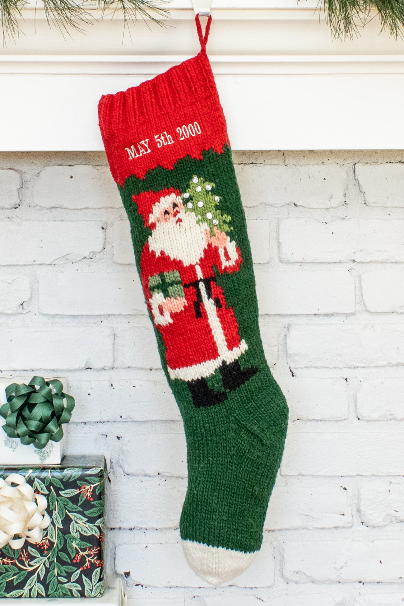 Saint Nicholas Hand Knit Wool Christmas Stocking