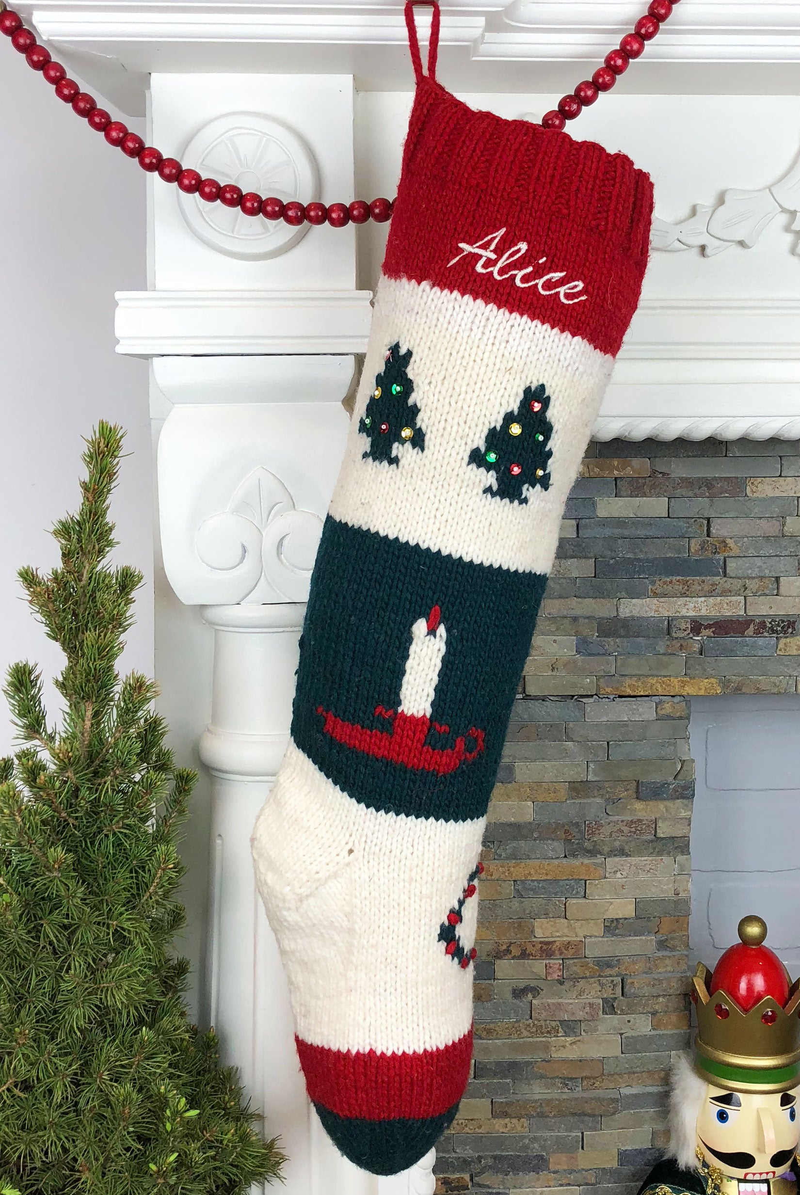 Hand Knit Personalized Christmas Stocking