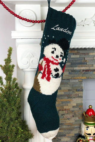 Green Frosty Christmas Stocking