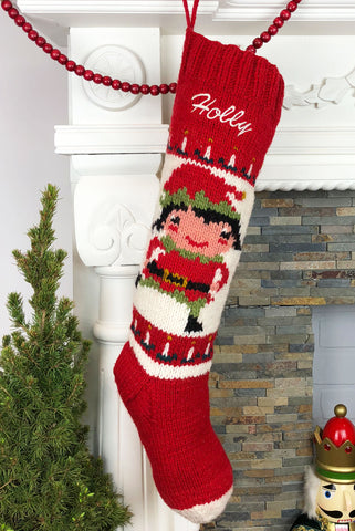 Jolly Holly Girls Elf Christmas Stocking