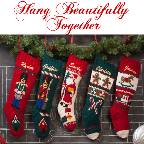 Rocking Horse Hand Knit Christmas Stocking