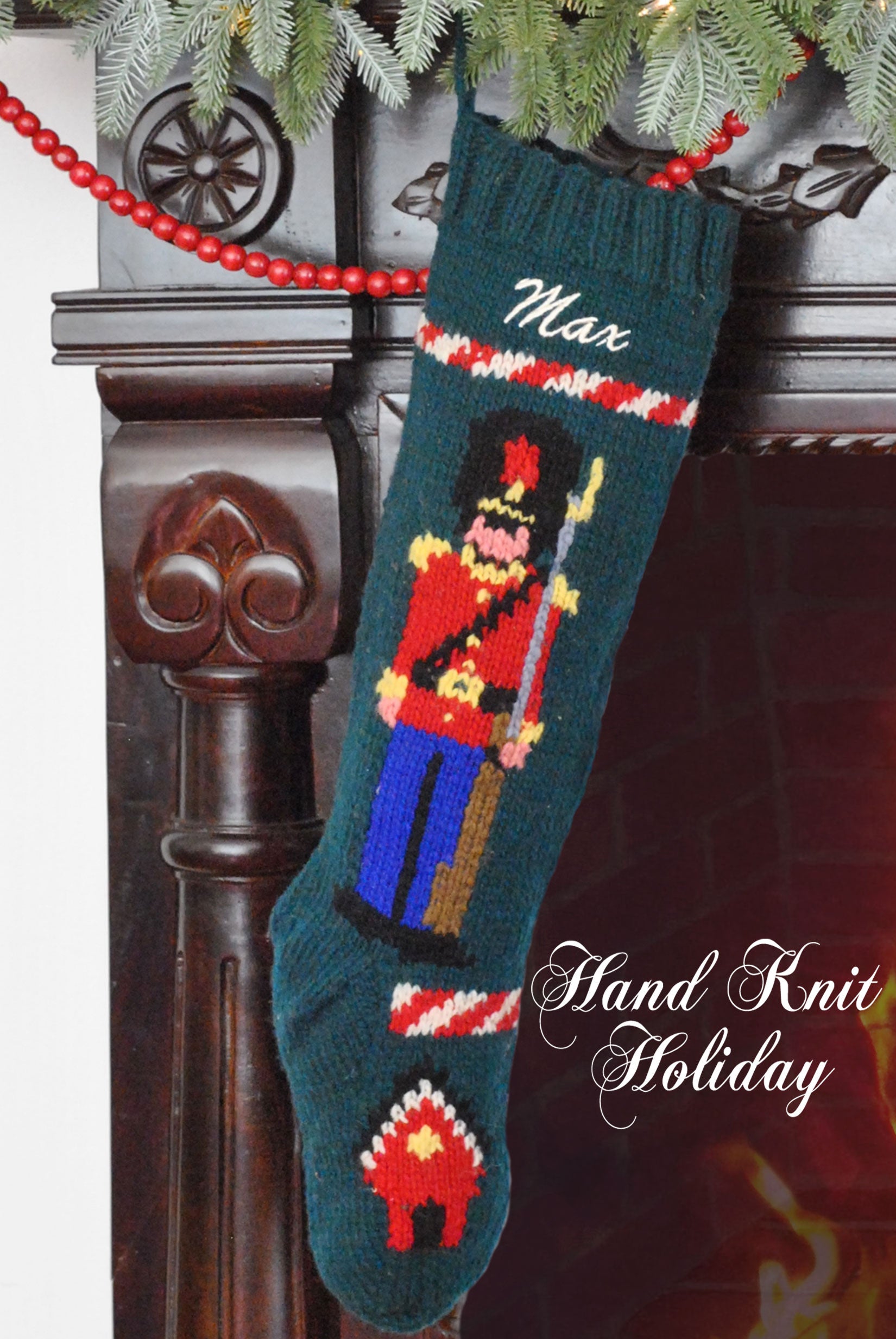 Personalized Christmas Stocking Hand Knit Wool