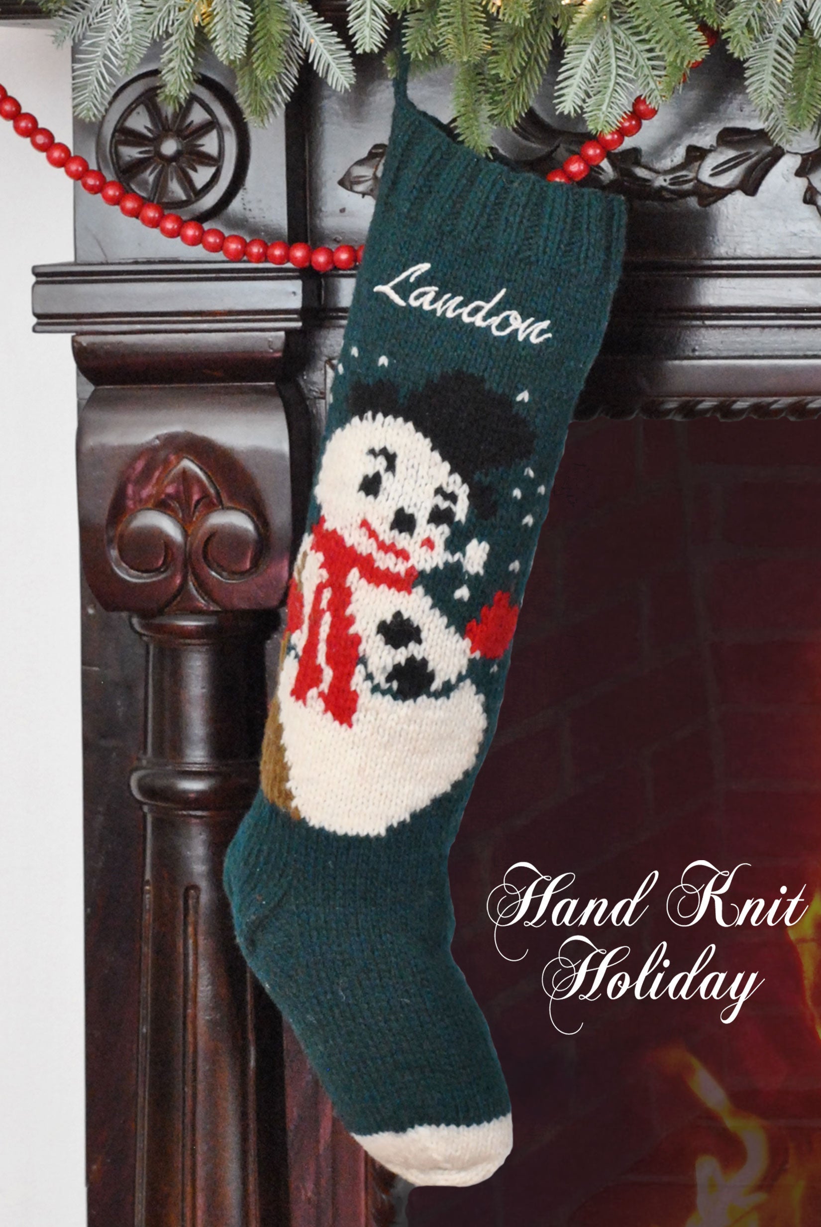 Green Frosty Christmas Stocking