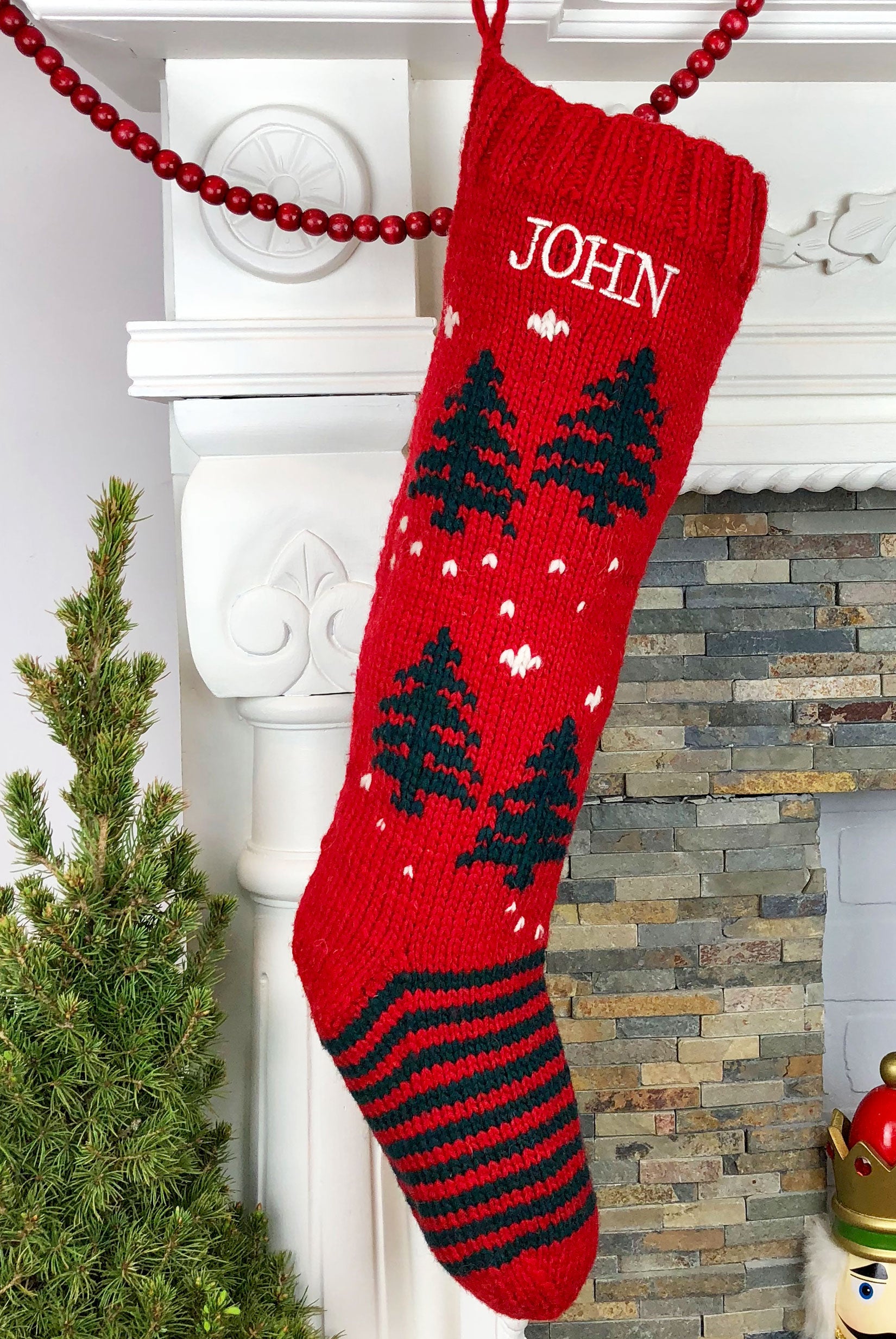 Red Green Tree Personalized Christmas Stocking