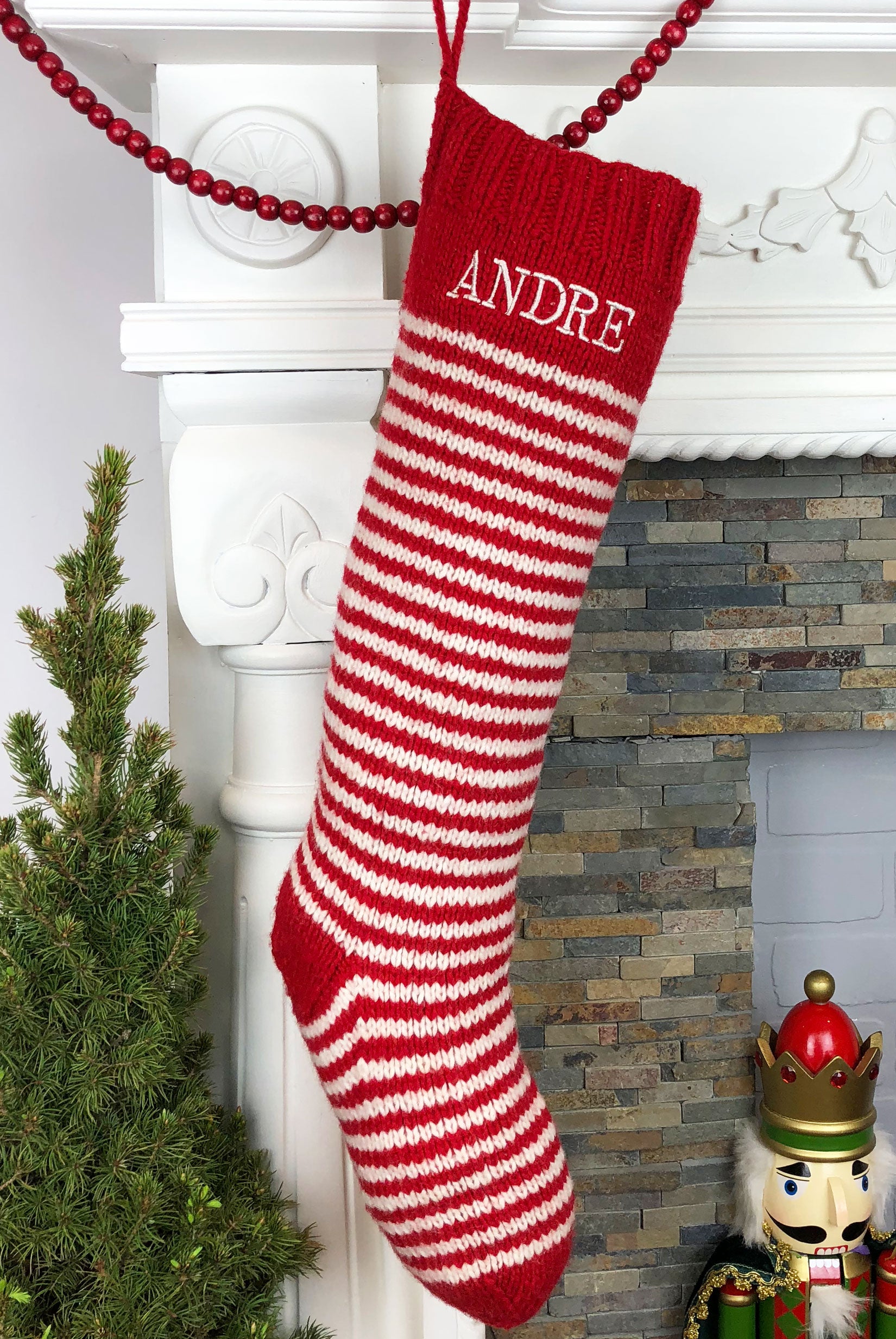 Red & White Striped Christmas Stocking