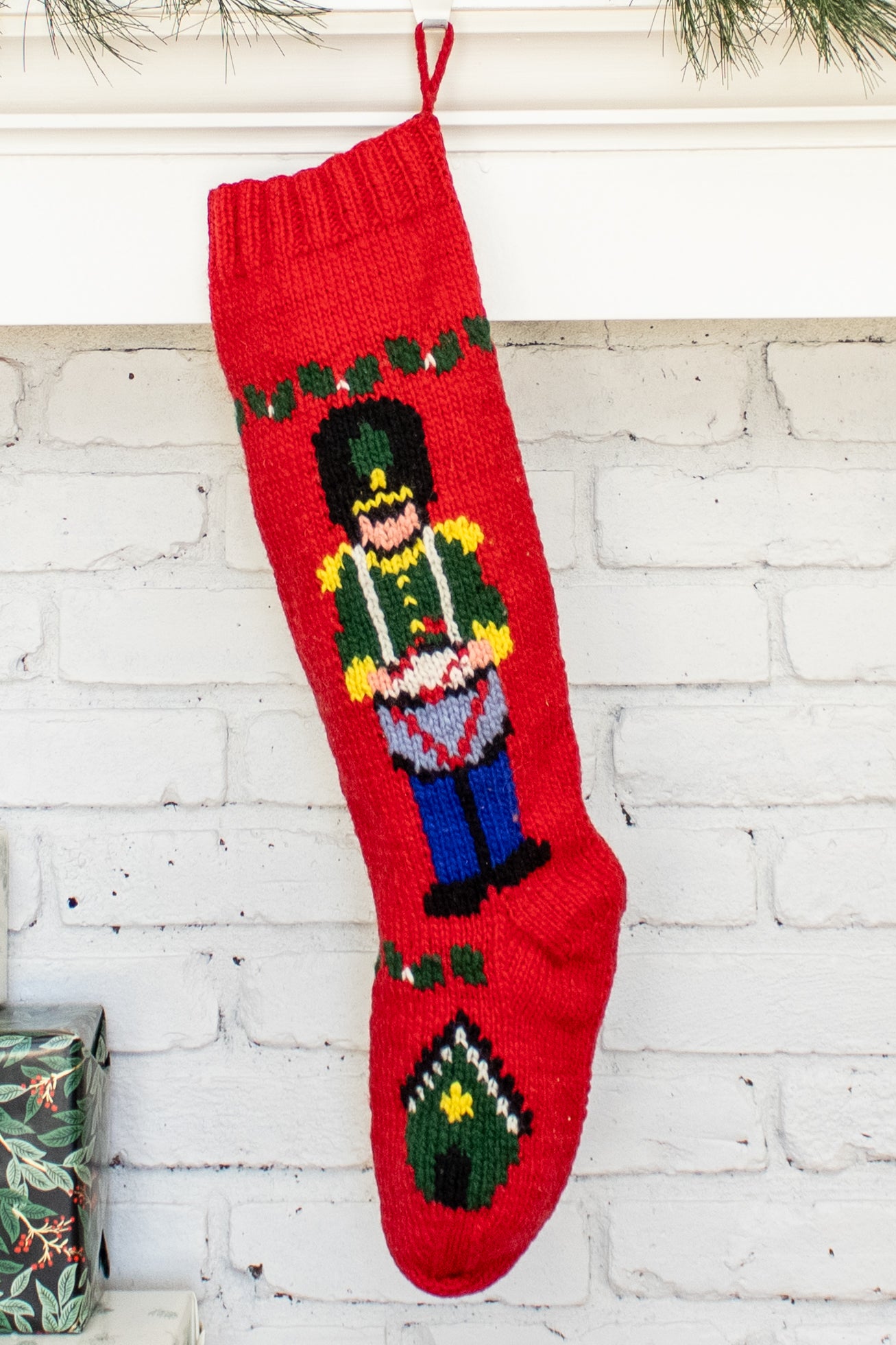 Drummer Boy Hand Knit Wool Christmas Stocking