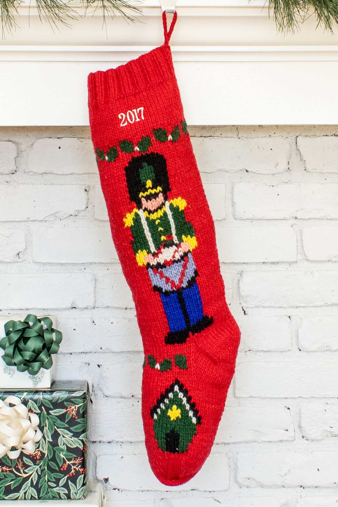 Drummer Boy Hand Knit Wool Christmas Stocking