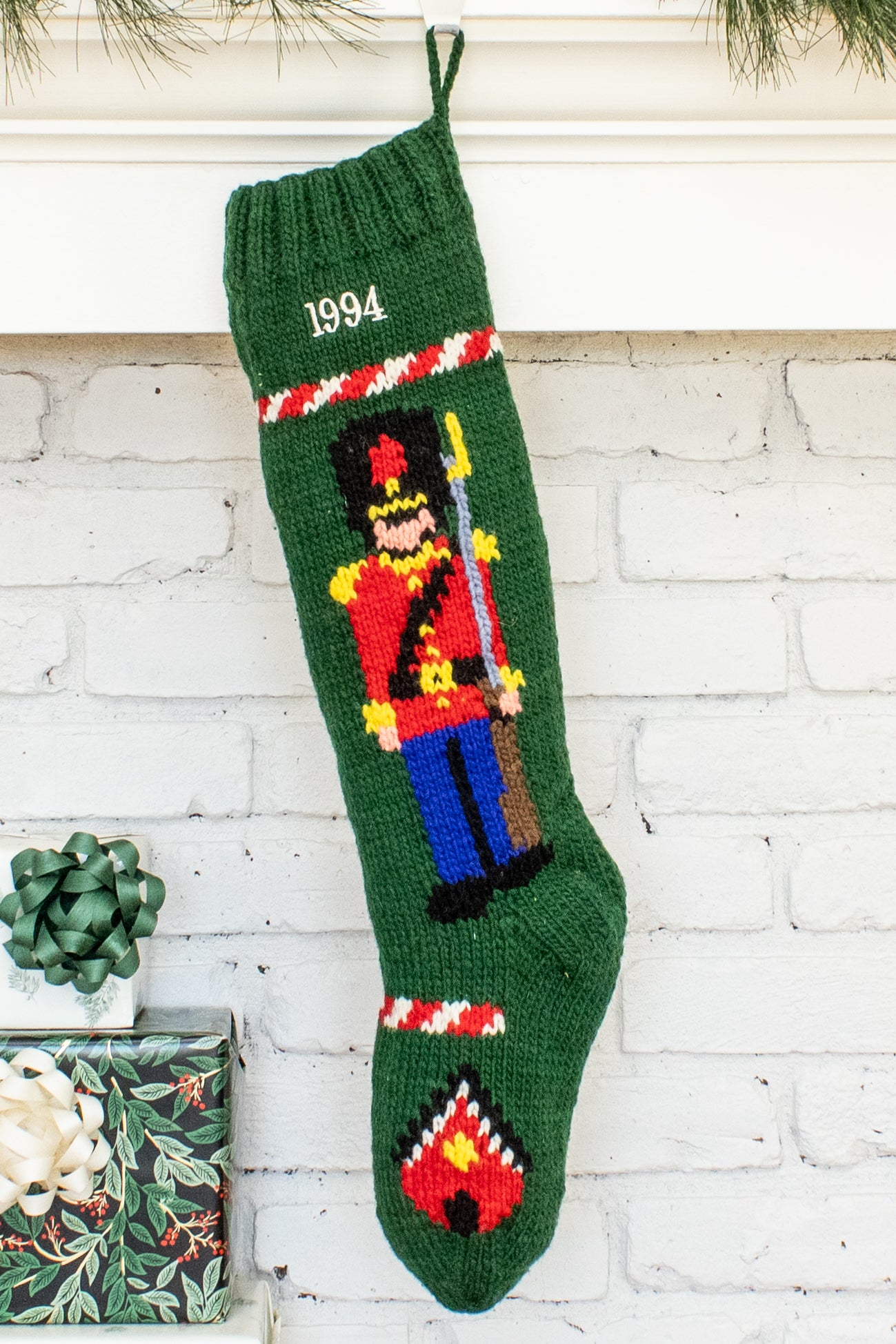 Soldier Boy Hand Knit Wool Christmas Stocking