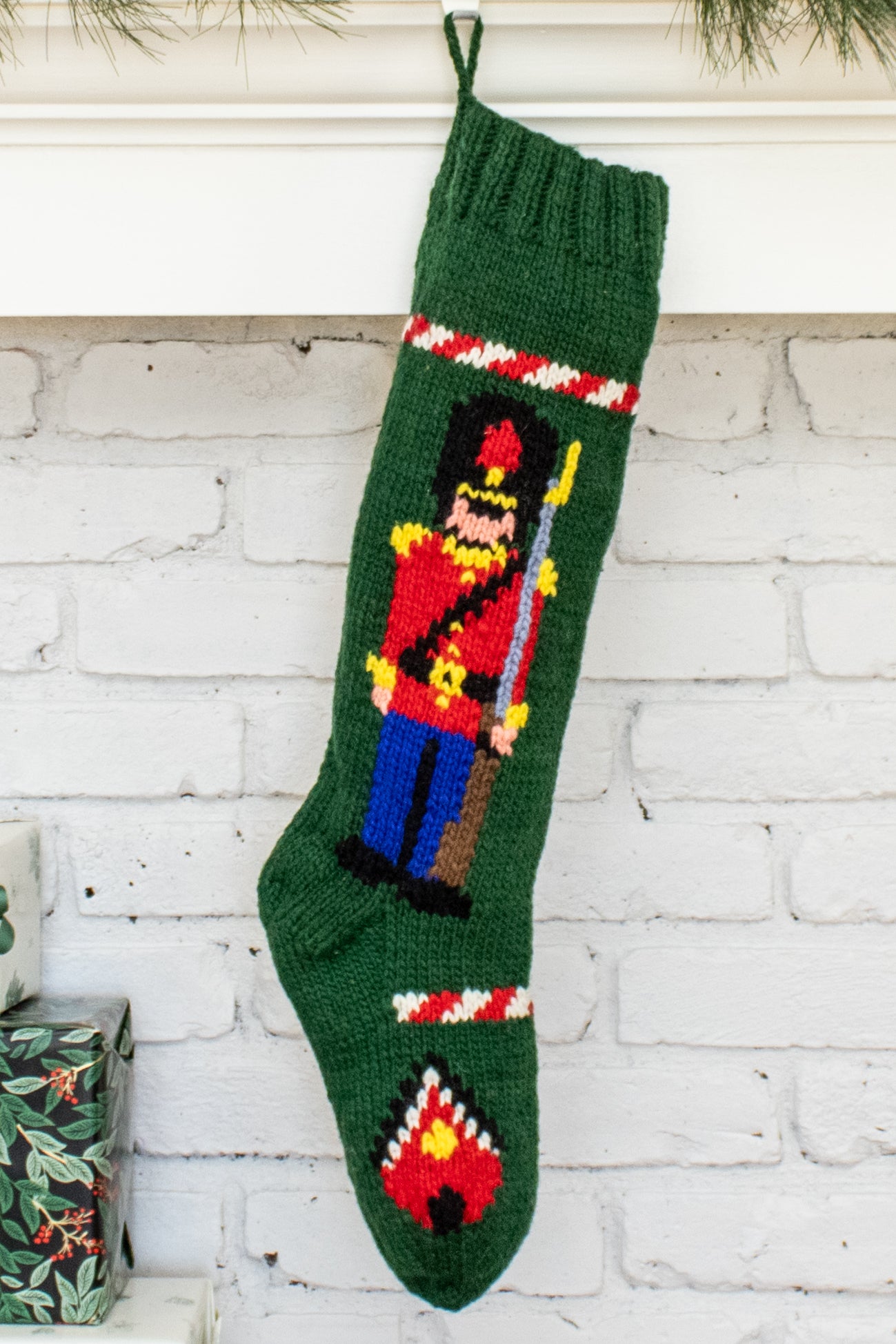 Soldier Boy Hand Knit Wool Christmas Stocking
