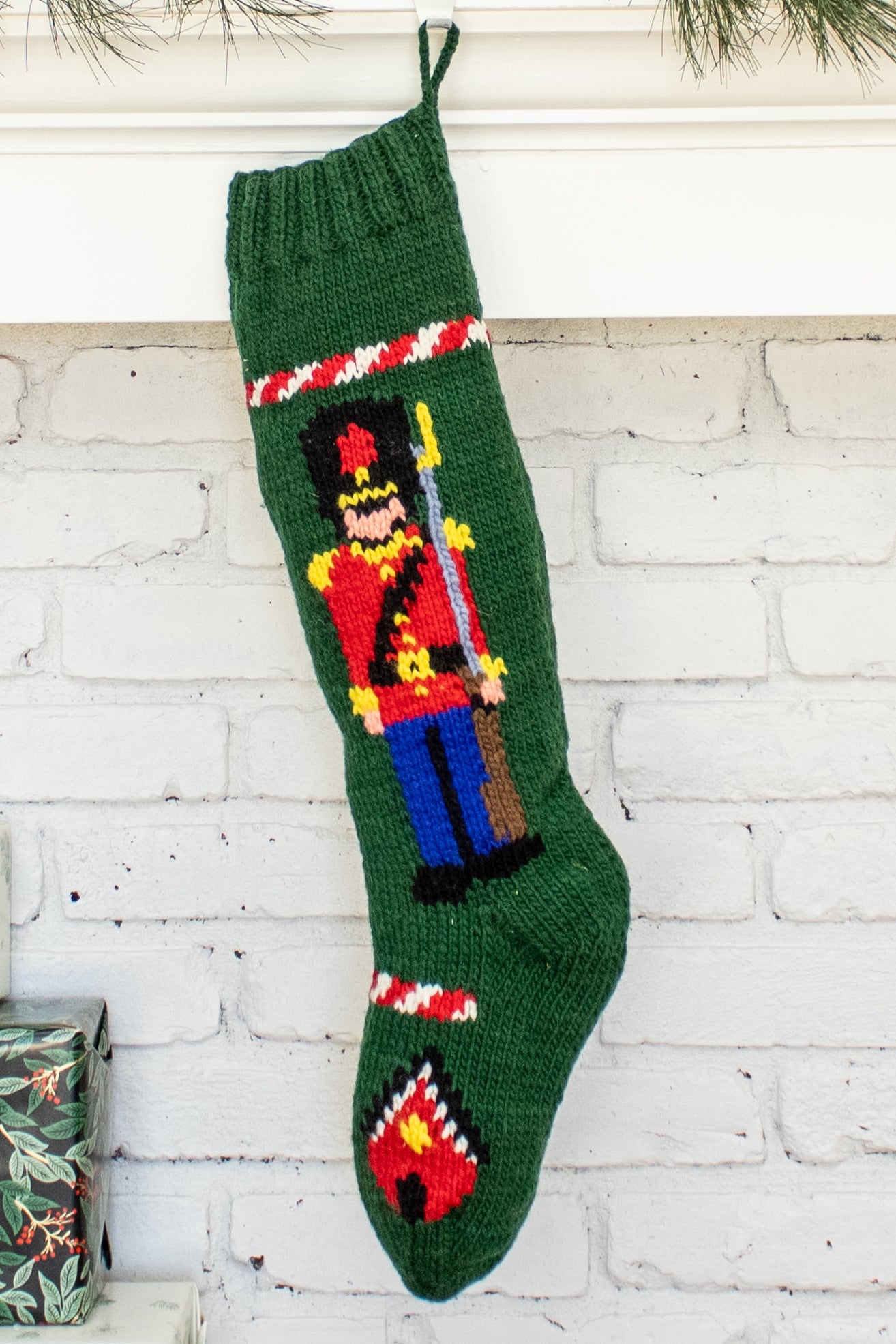 Soldier Boy Hand Knit Wool Christmas Stocking
