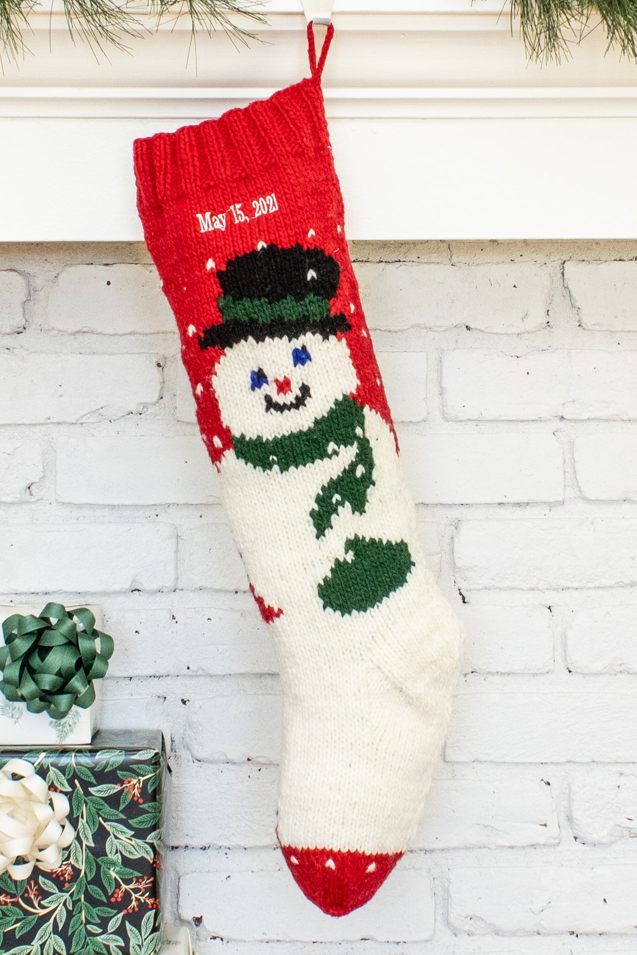 Personalized Wool Snowman Christmas Stocking