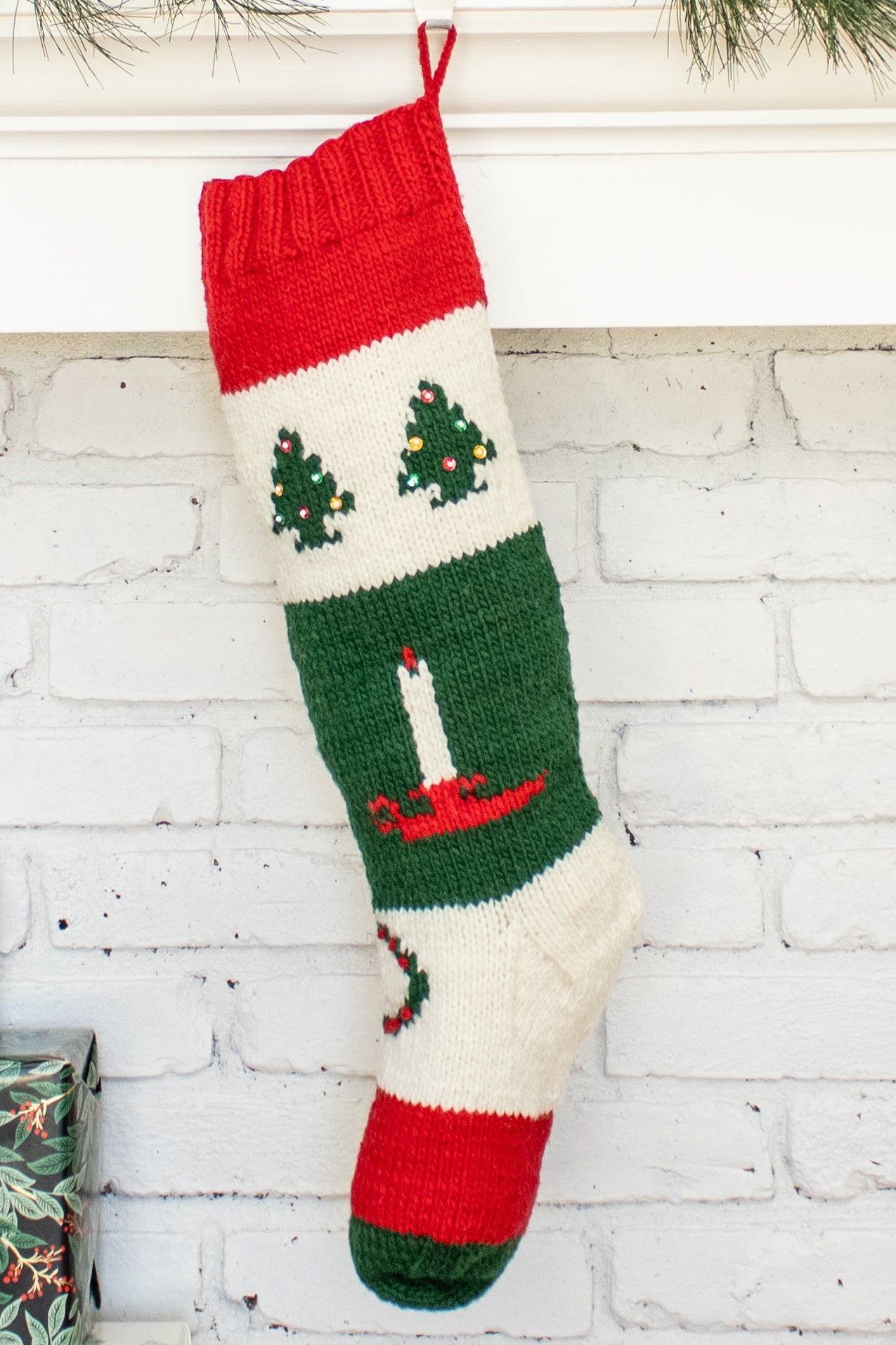 Bernat Hand Knit Personalized Christmas Tree Stocking