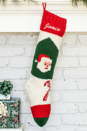 Bernat Santa Hand Knit Personalized Christmas Stocking