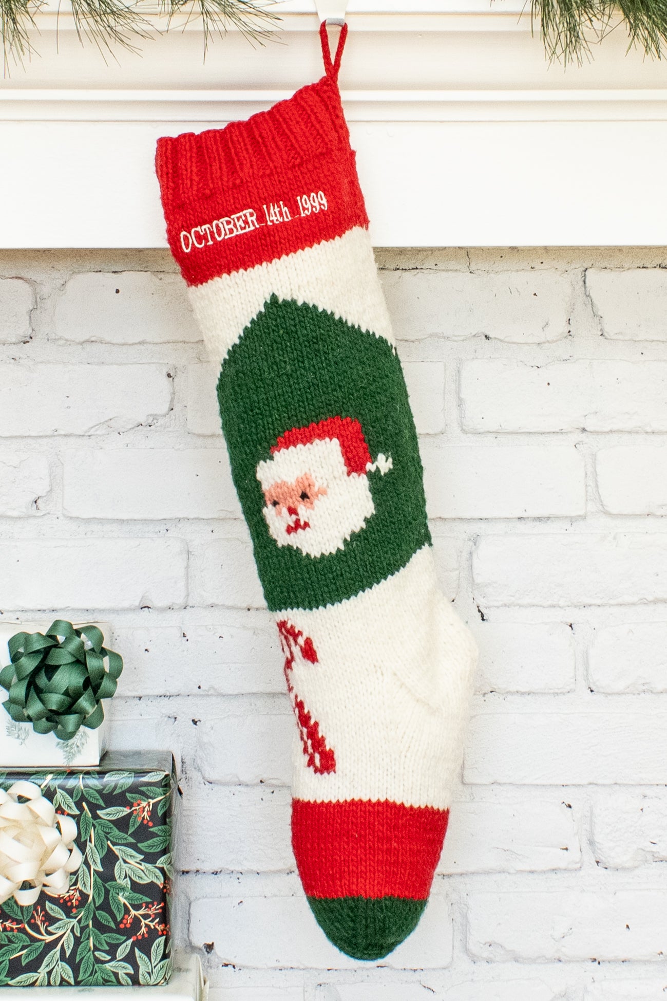 Bernat Santa Hand Knit Personalized Christmas Stocking