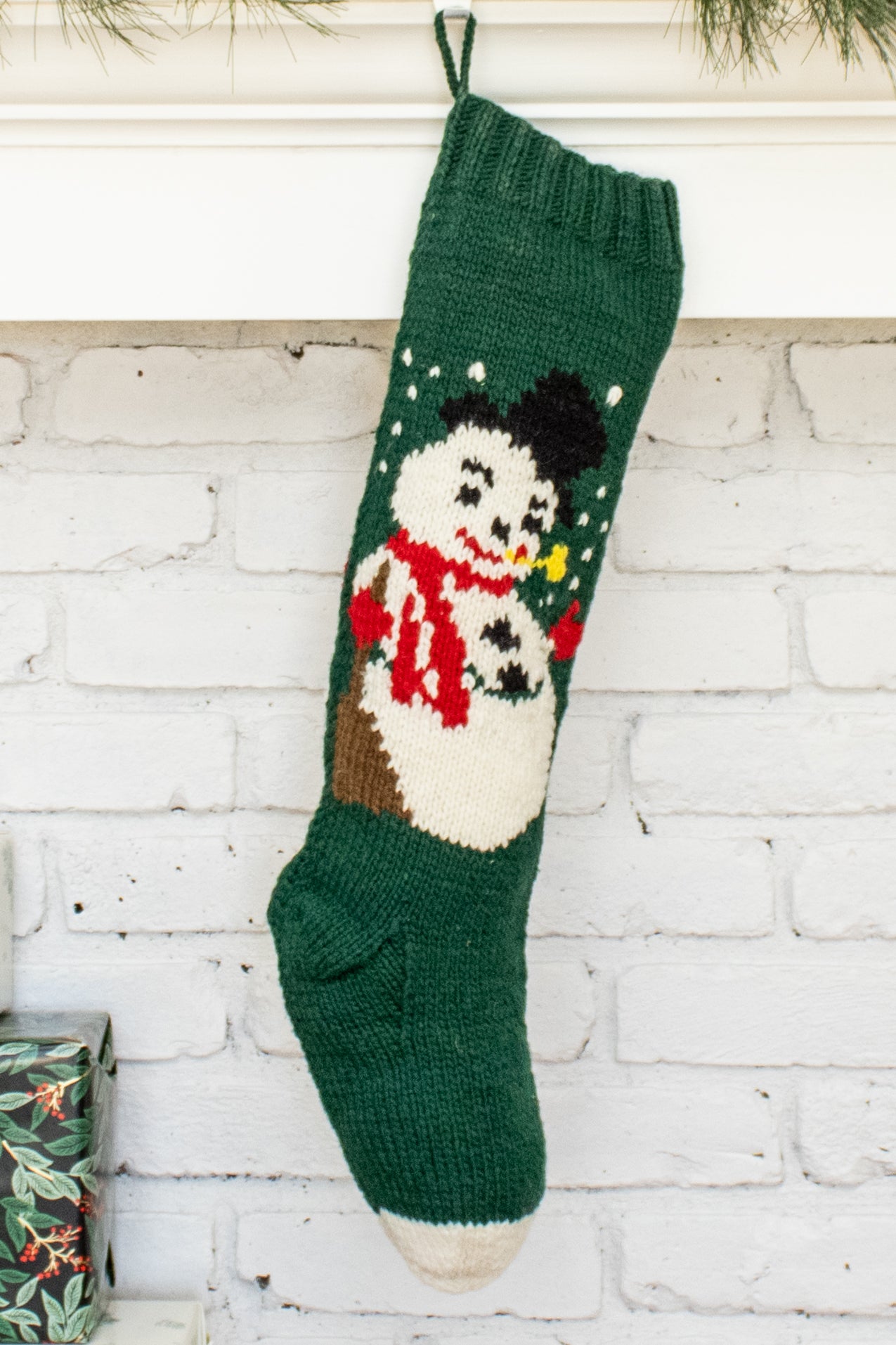 Green Frosty Christmas Stocking