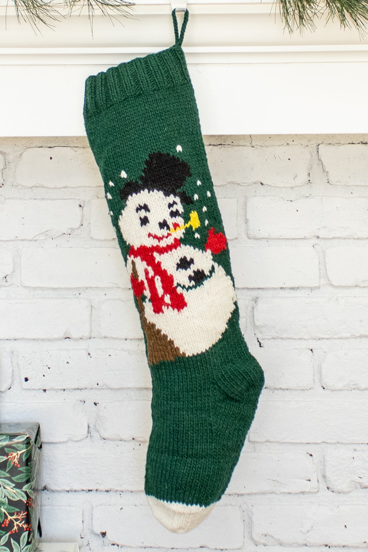 Green Frosty Christmas Stocking