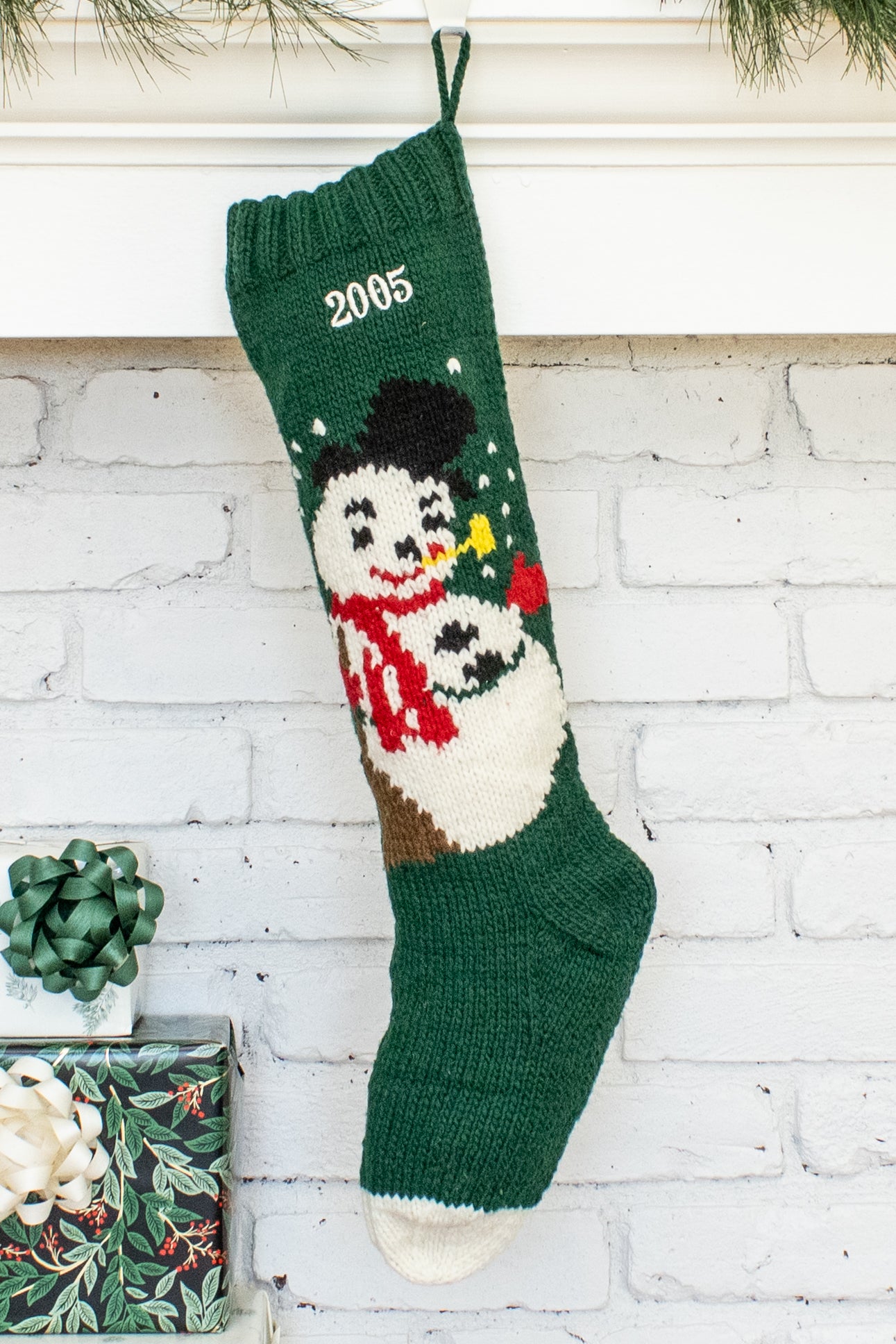 Green Frosty Christmas Stocking