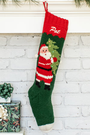 Santa Tree Christmas Stocking