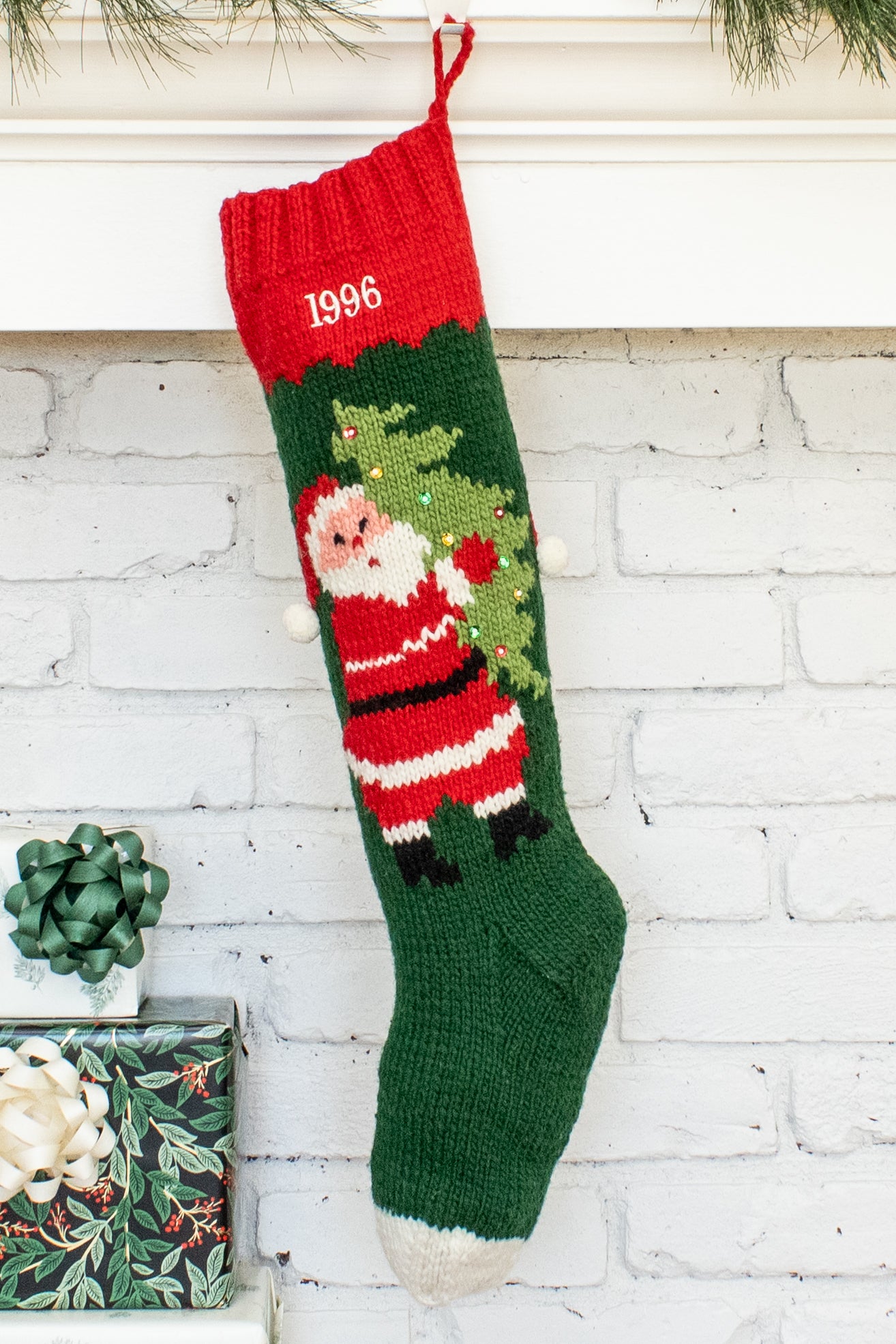 Santa Tree Christmas Stocking