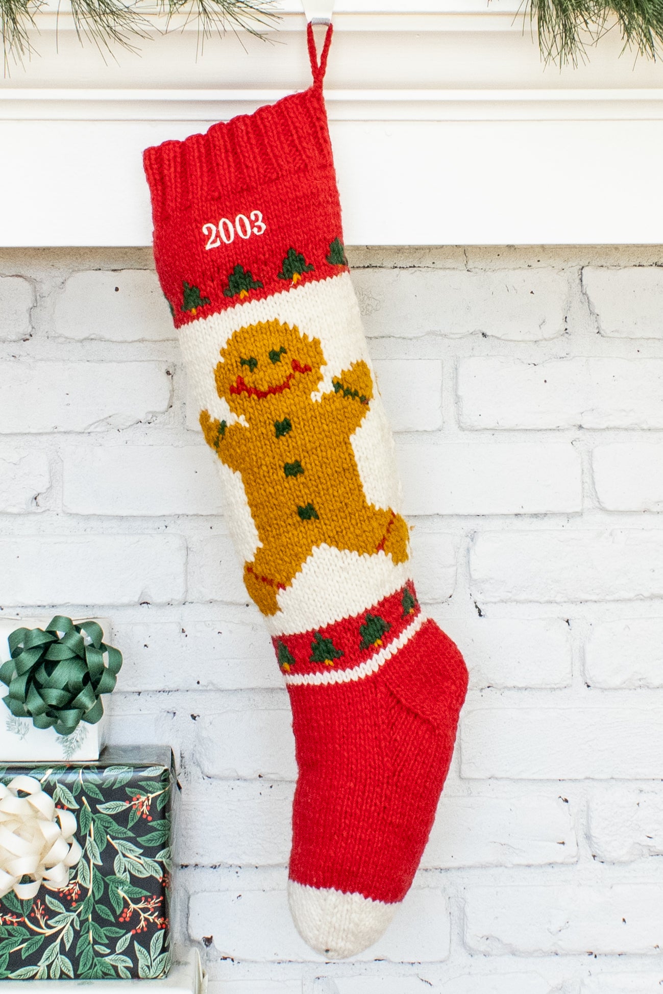 Gingerbread Boy Hand Knit Christmas Stocking