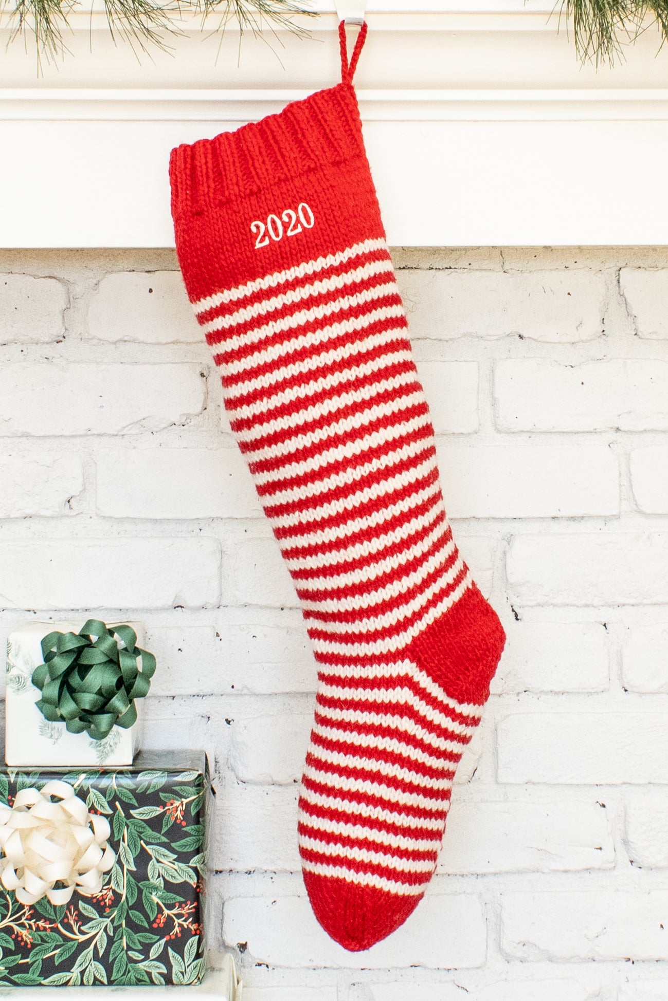 Red & White Striped Christmas Stocking