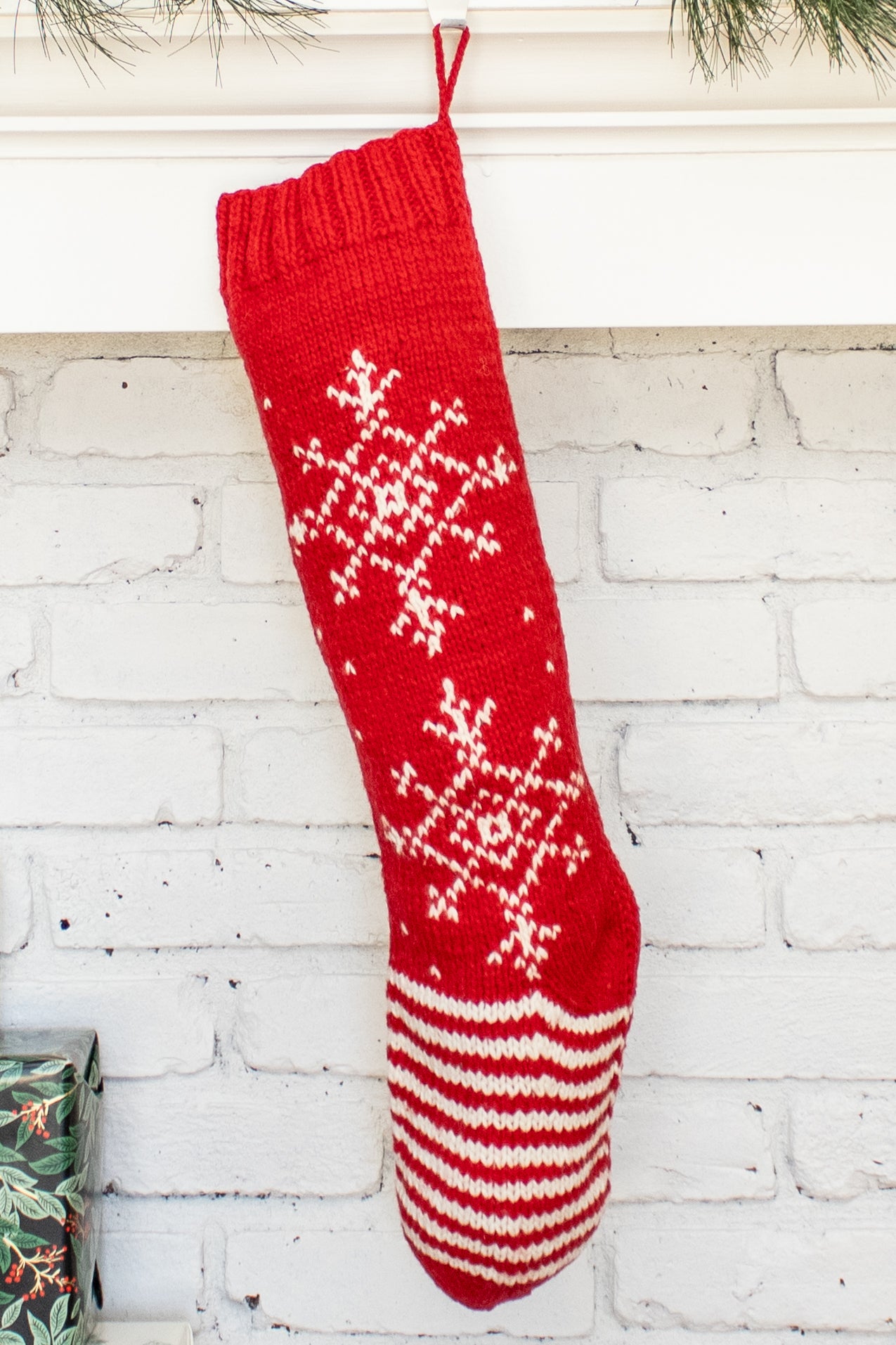 Red Snowflake Christmas Stocking