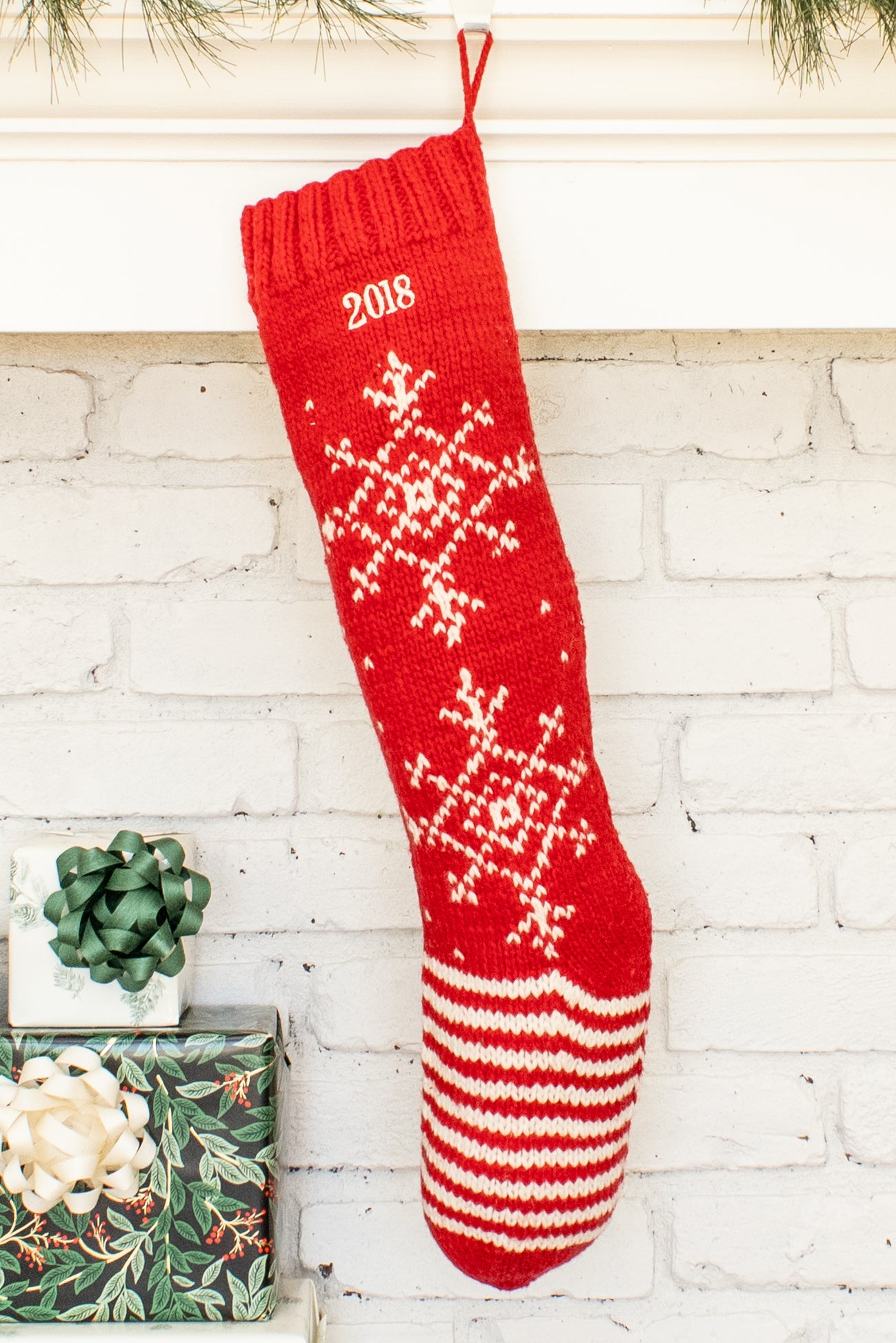 Red Snowflake Christmas Stocking