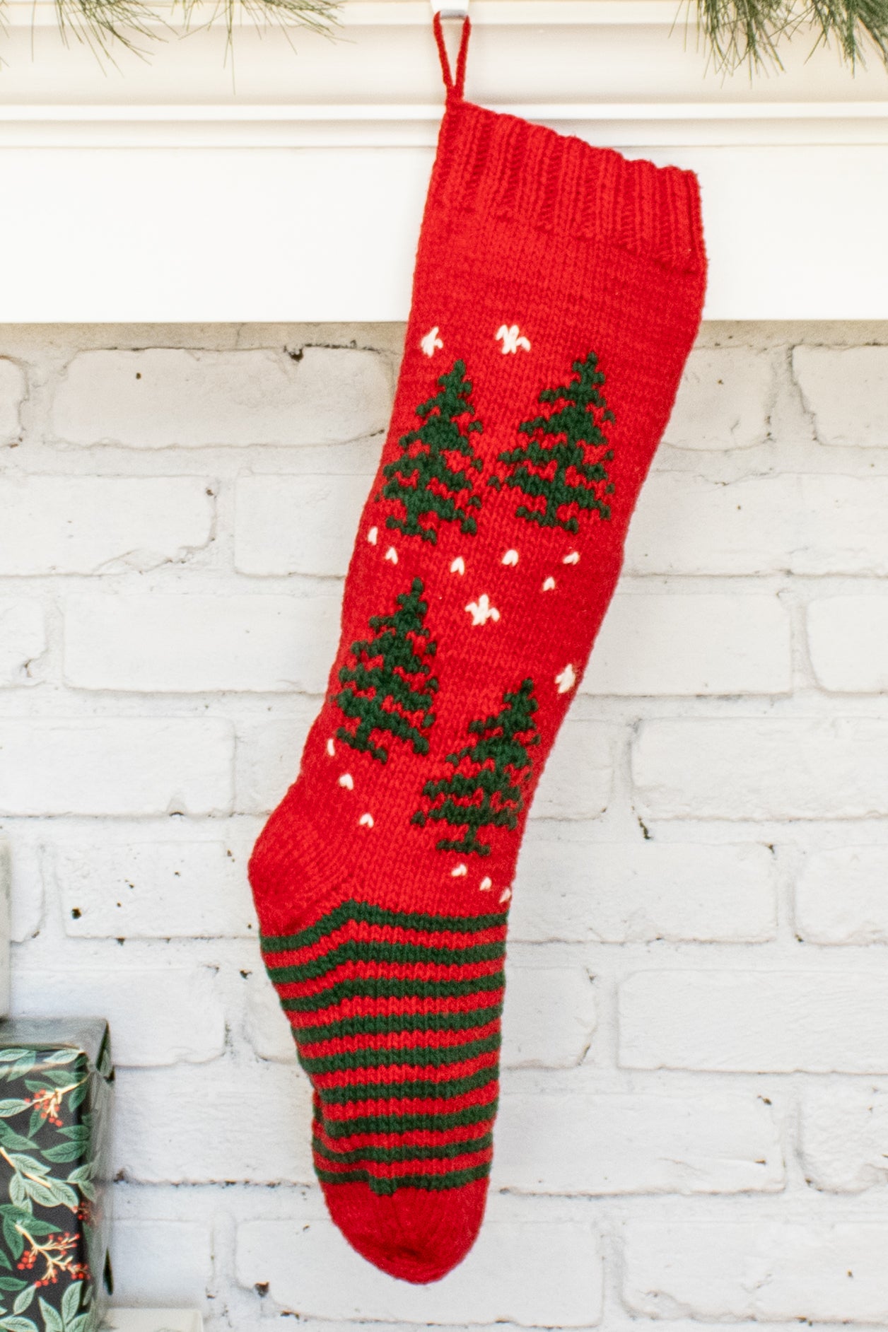 Red Green Tree Christmas Stocking