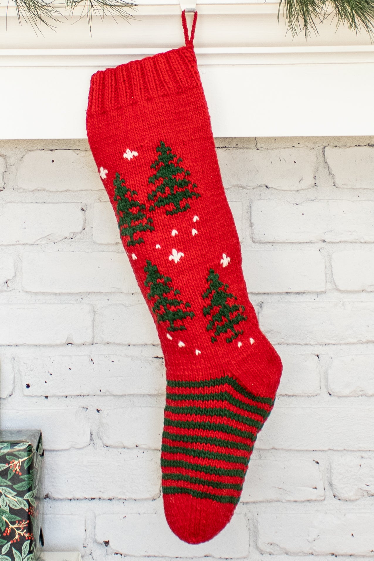 Red Green Tree Christmas Stocking