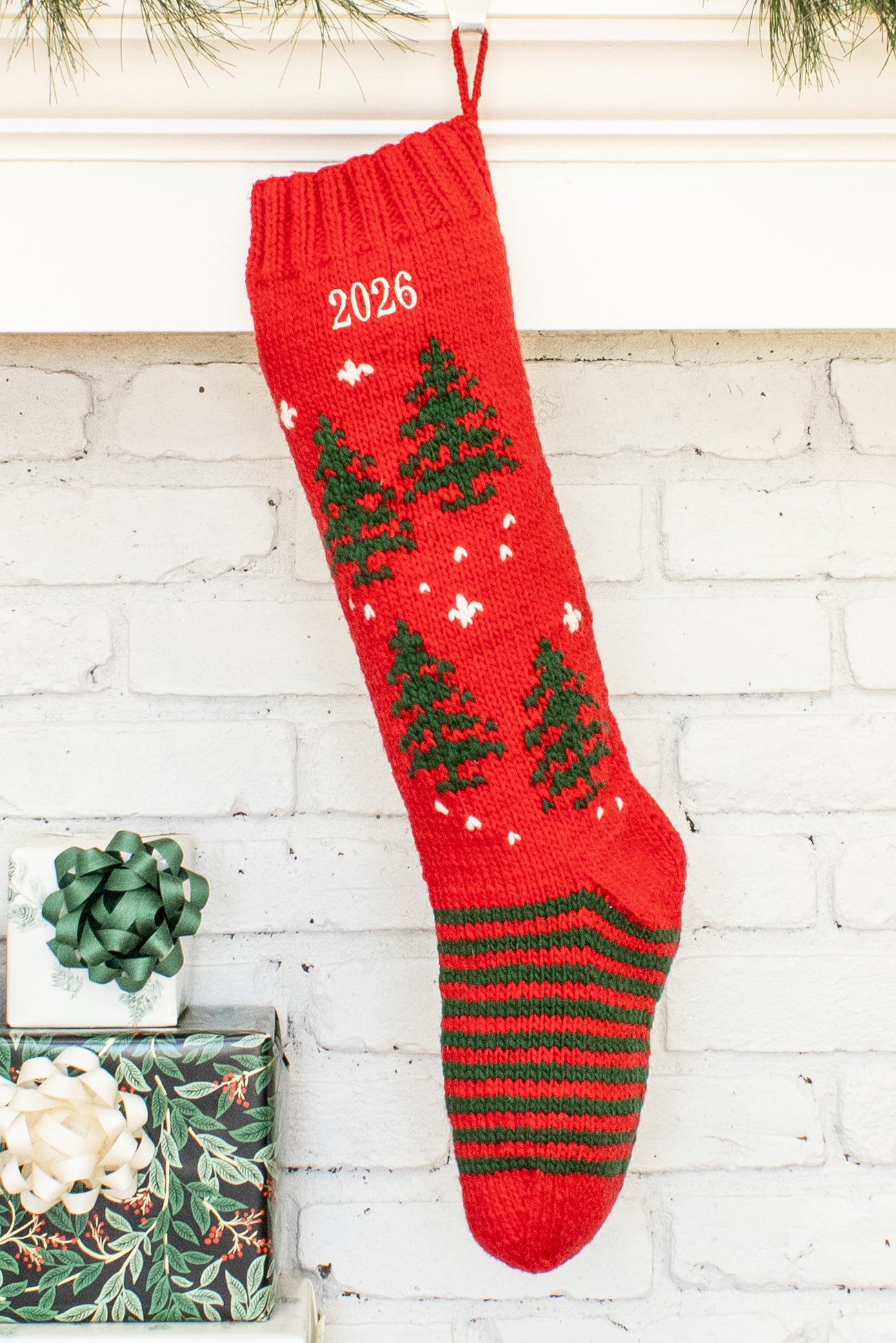 Red Green Tree Christmas Stocking