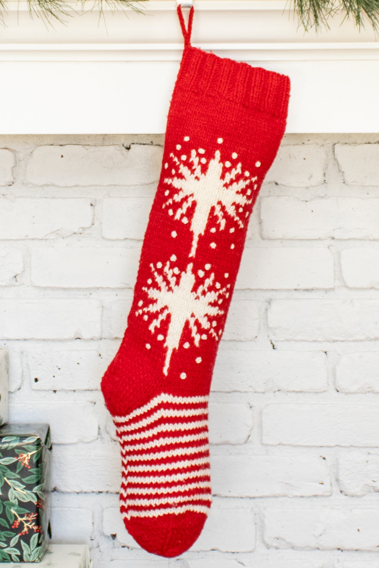 Red and White Star Personalized Christmas Stocking