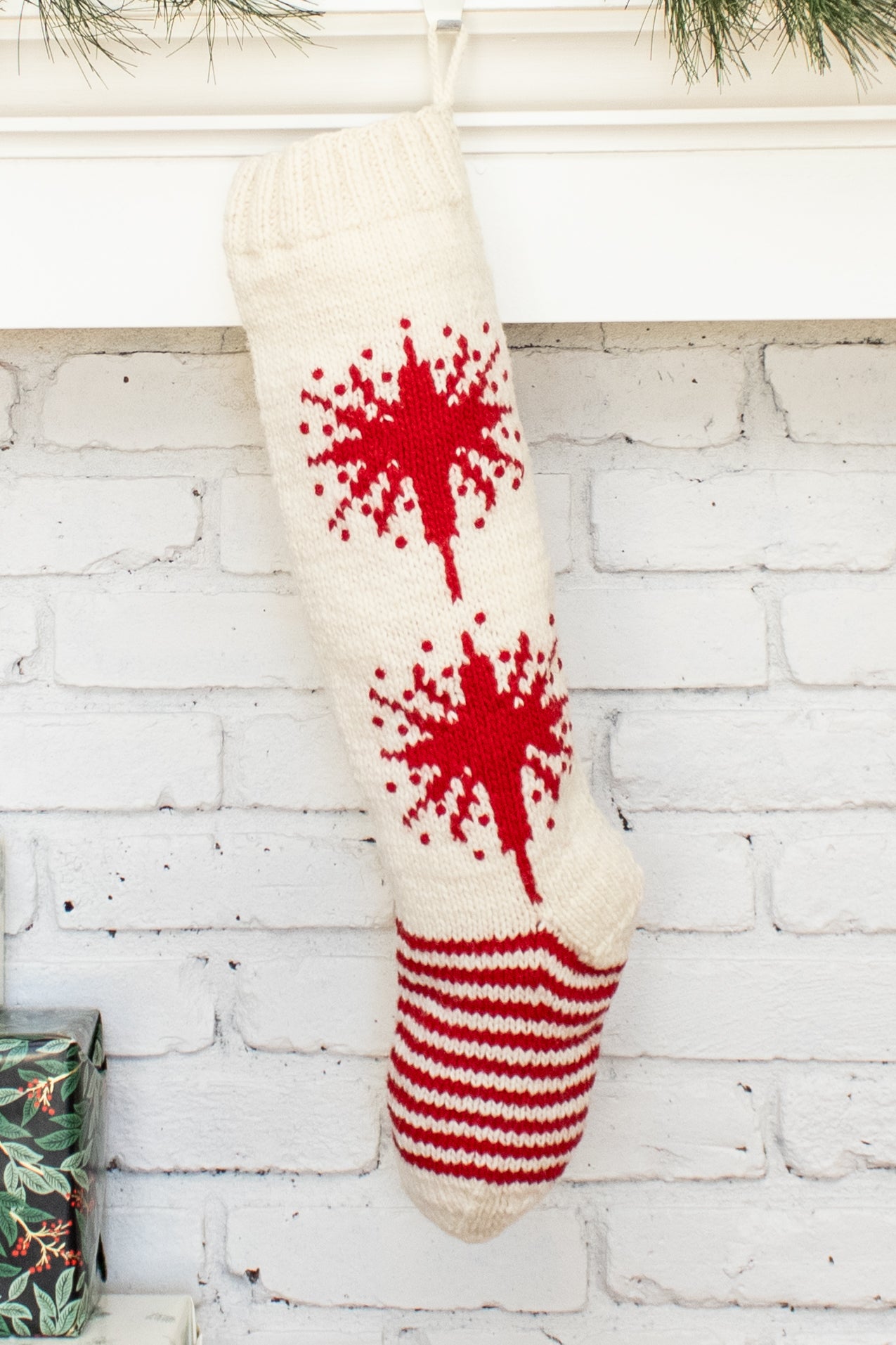White and Red Star Personalized Christmas Stocking