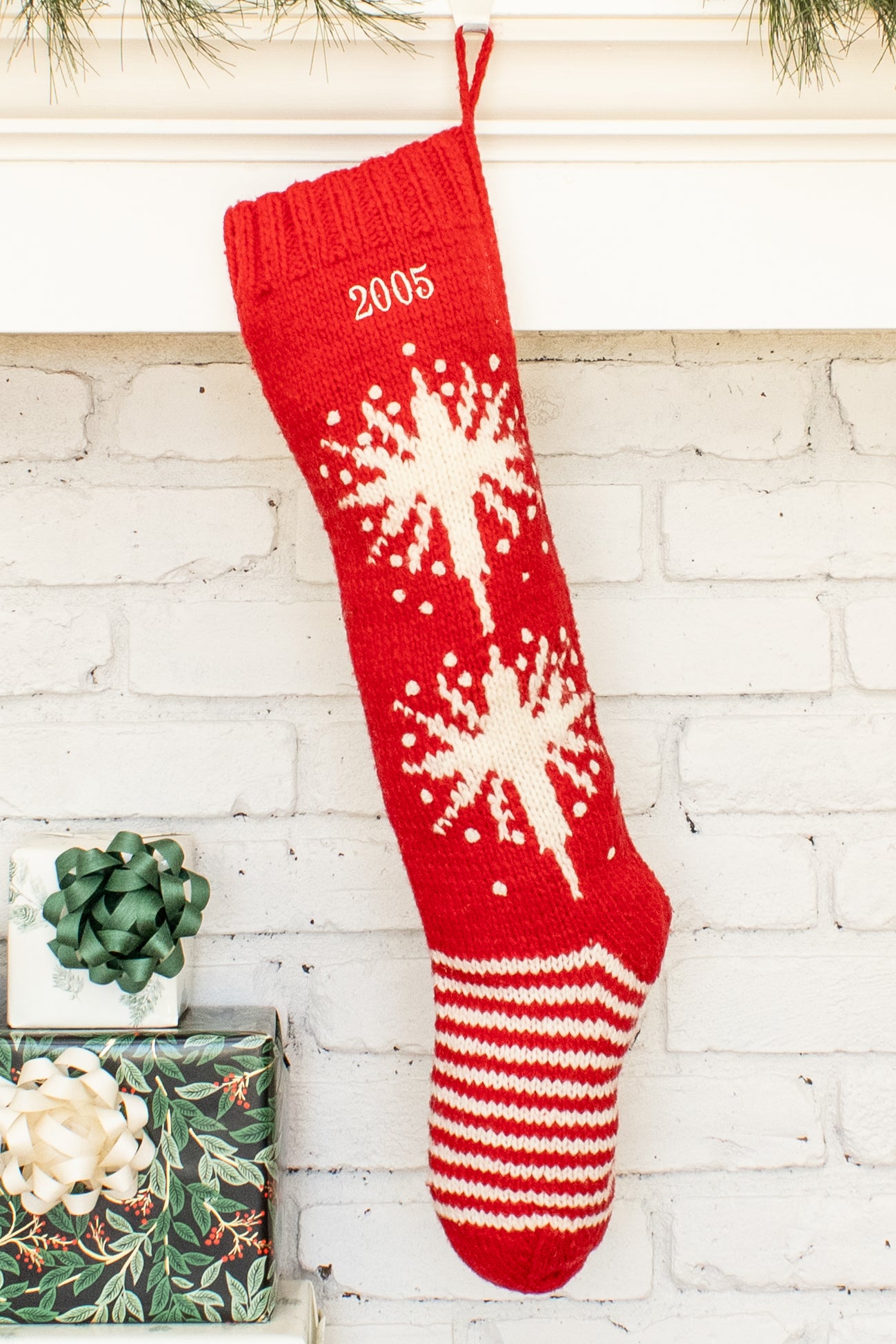 Red and White Star Personalized Christmas Stocking