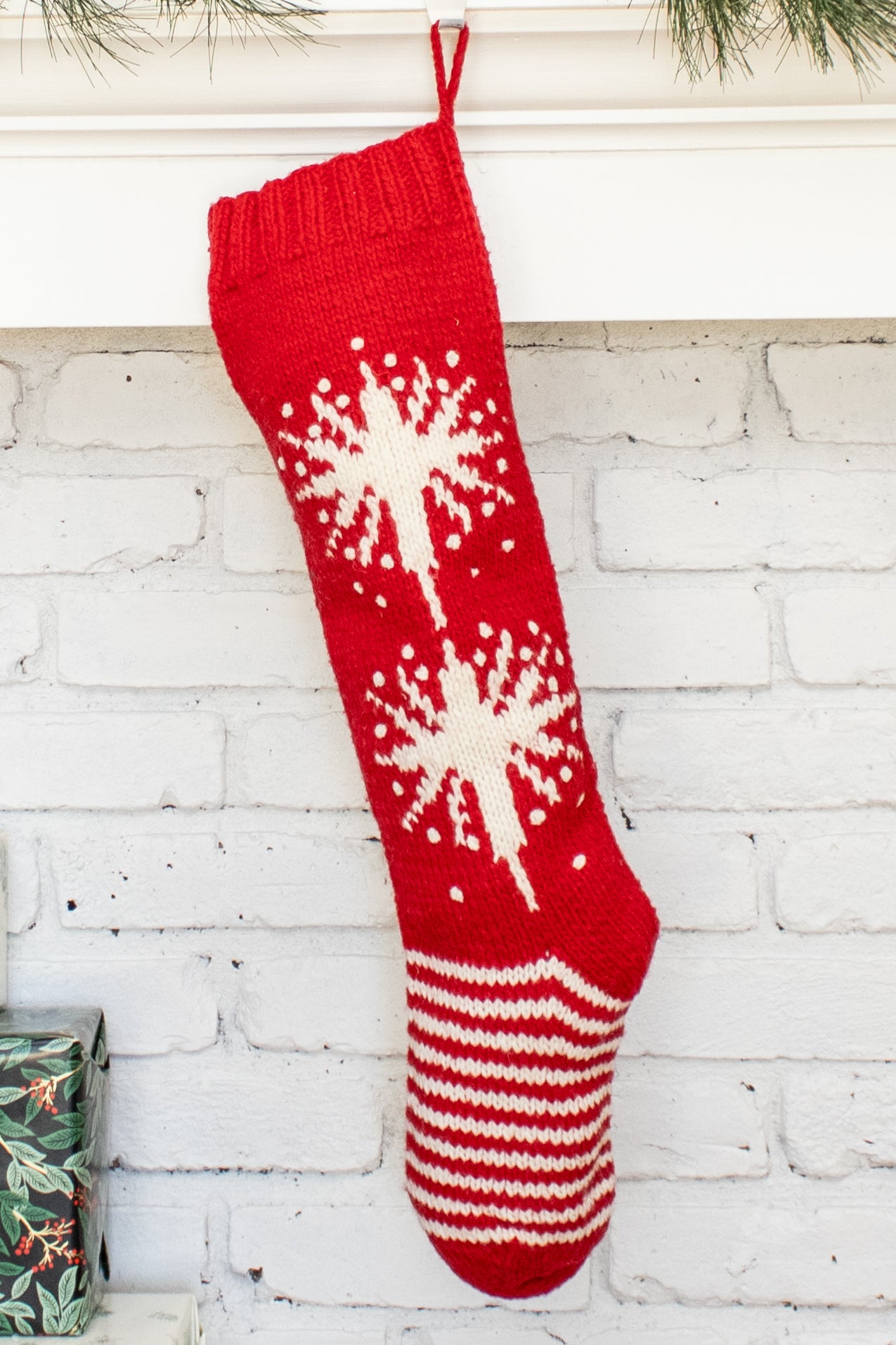 Red and White Star Personalized Christmas Stocking
