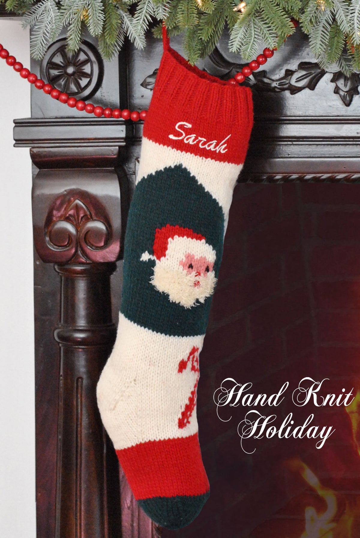 Personalized Santa Christmas Stocking – Hand Knit Holiday
