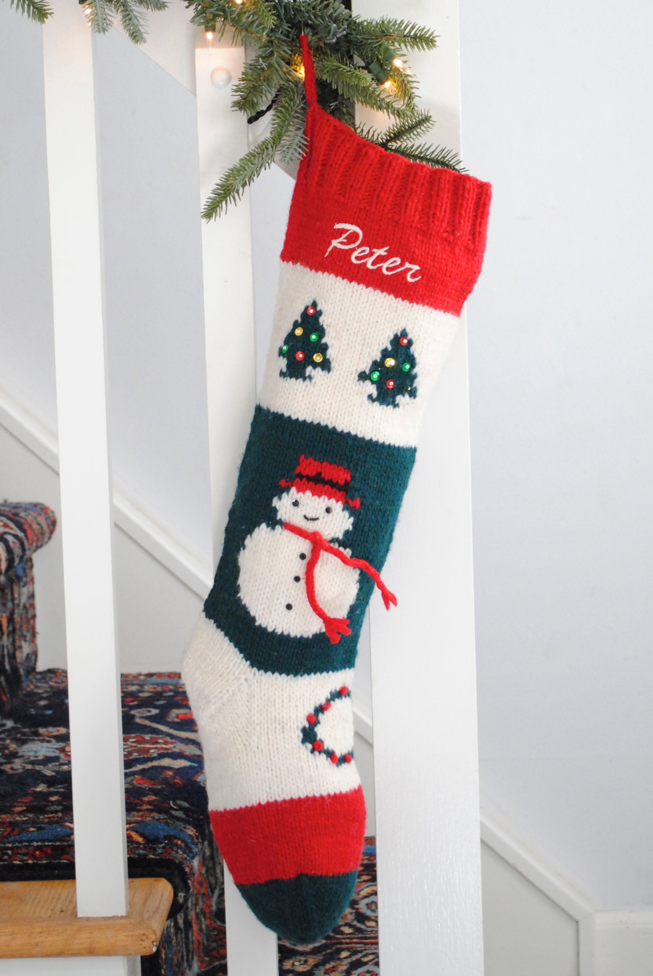 Bernat Snowman hand knit  Christmas Stocking