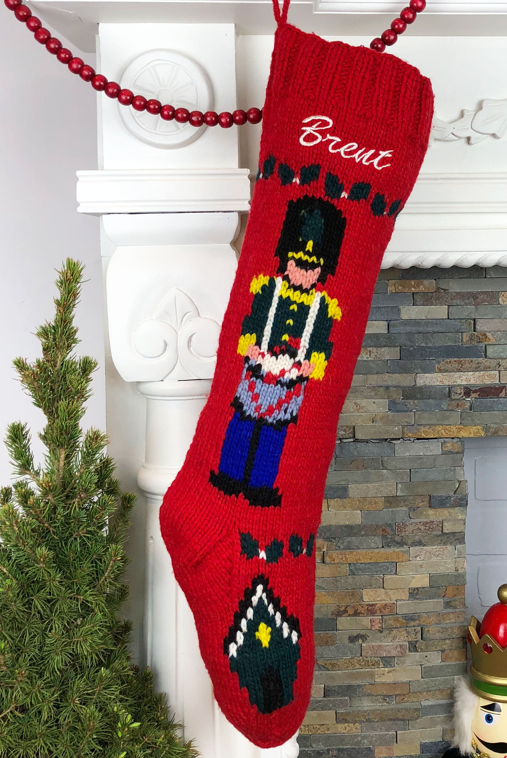Drummer Boy Hand Knit Personalized Christmas Stocking
