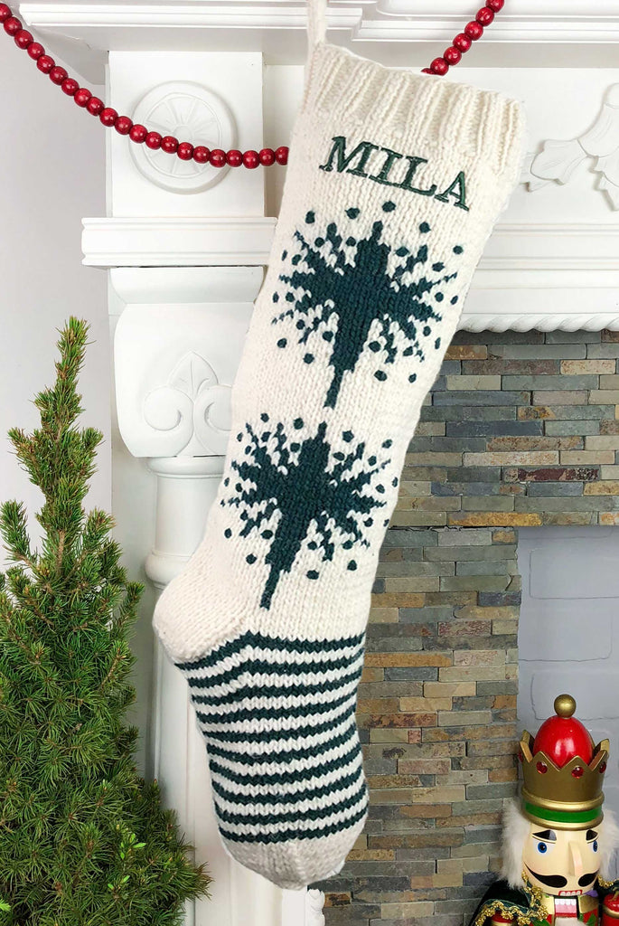 Personalized Christmas Stocking Wool Hand Knitted