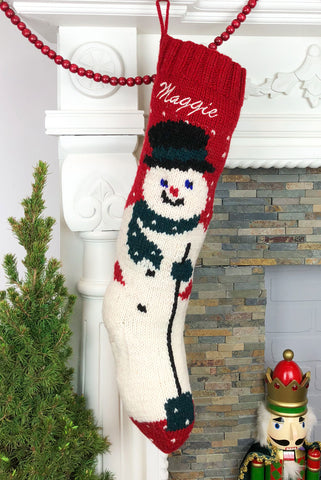 Personalized Wool Snowman Christmas Stocking