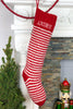 Striped hand knit personalized Christmas stocking