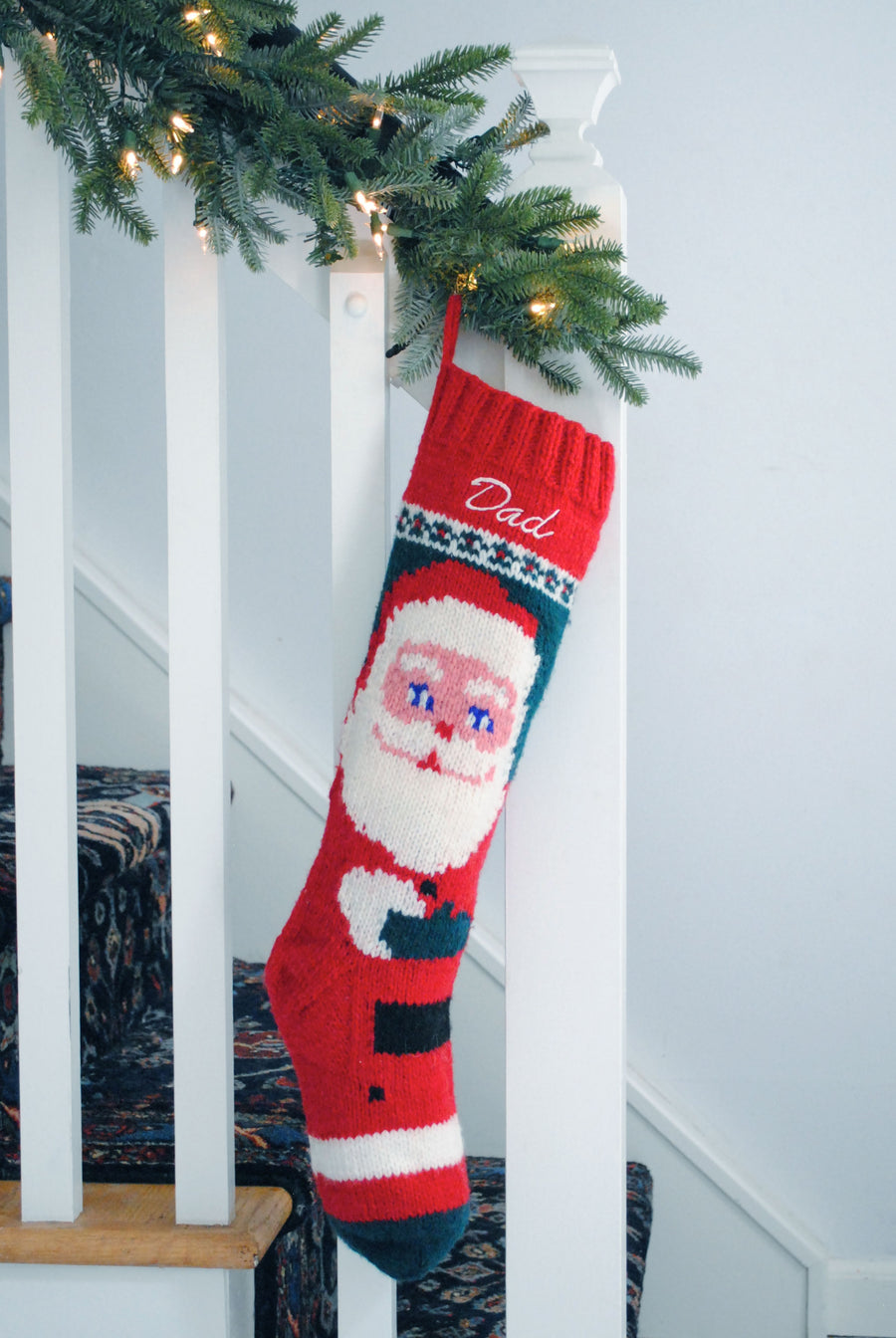 Personalized Knit Wool Christmas Stocking Classic Santa Claus – Hand ...