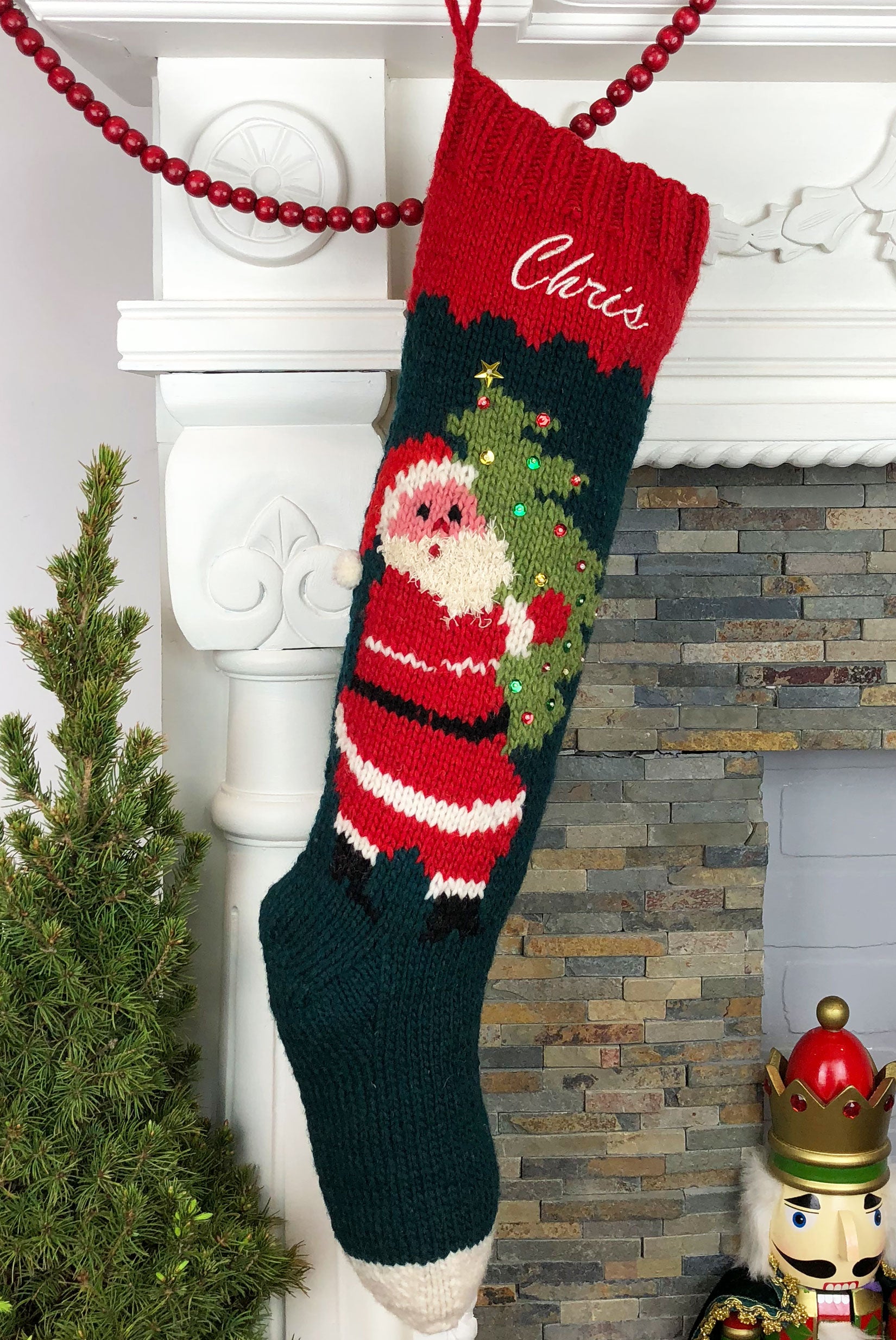 Santa Tree Personalized Christmas Stocking