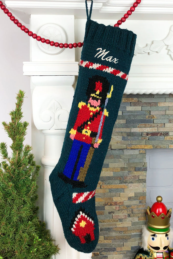 Boys Personalized Hand Knit Christmas stocking