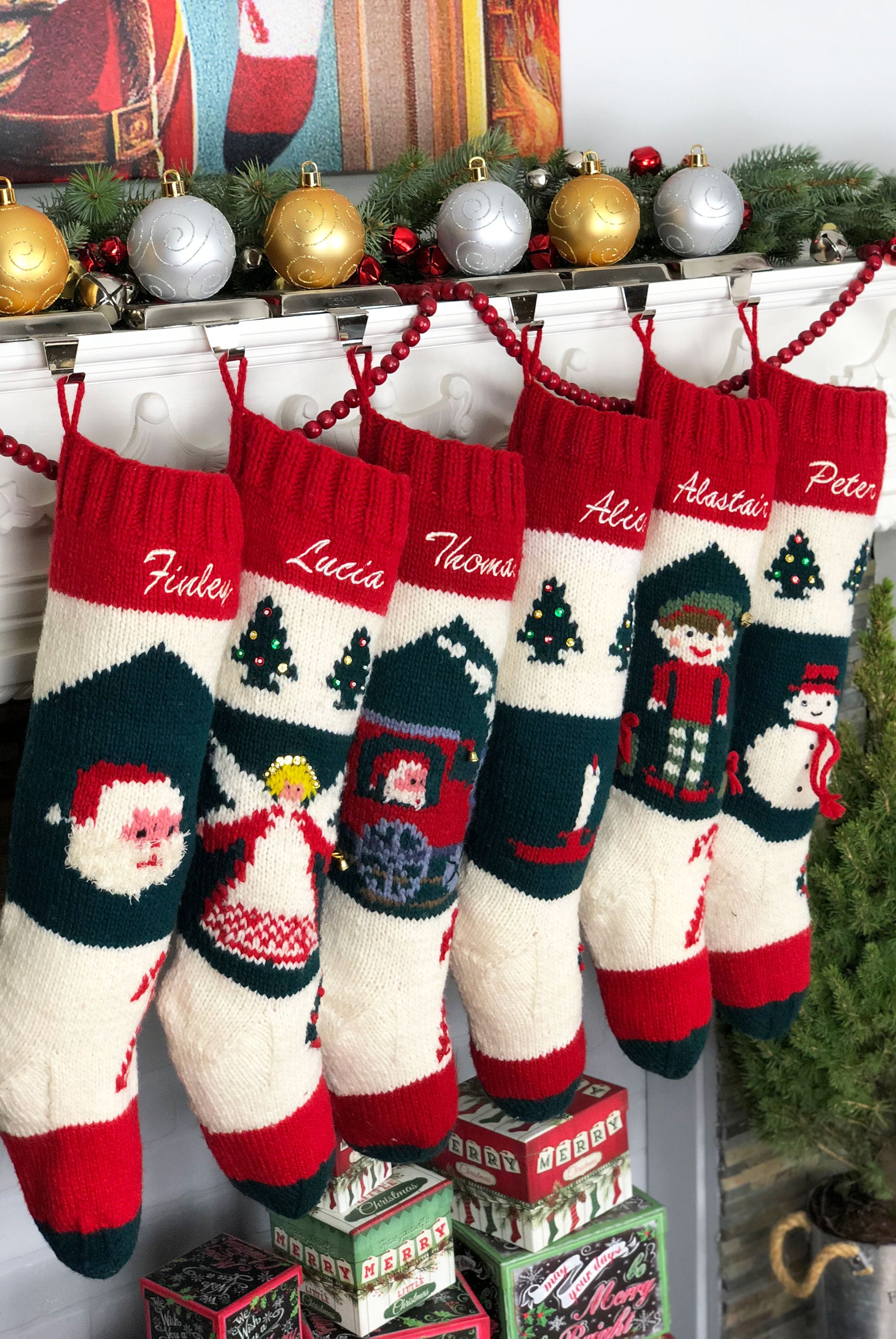 Personalized Christmas Stocking Hand Knit Wool